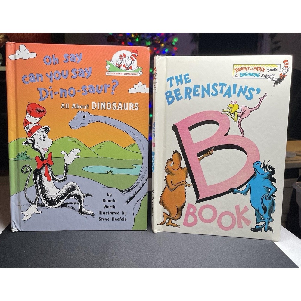 Vintage Cat in the Hat Books 1971 The Berenstains' B Book & 1999 Dinosaurs Lot 2